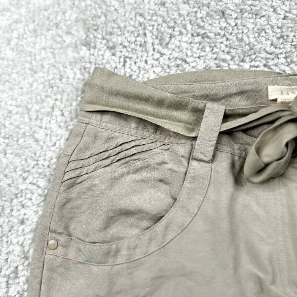 Sandro Linen Blend Barrel Drawstring Pants Beige - Picture 6 of 10
